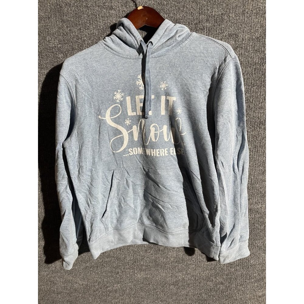 Tek Gear Hoodie Womens Small Blue Let It Snow Somewhere Else Fleece Pullover